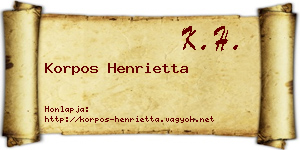 Korpos Henrietta névjegykártya